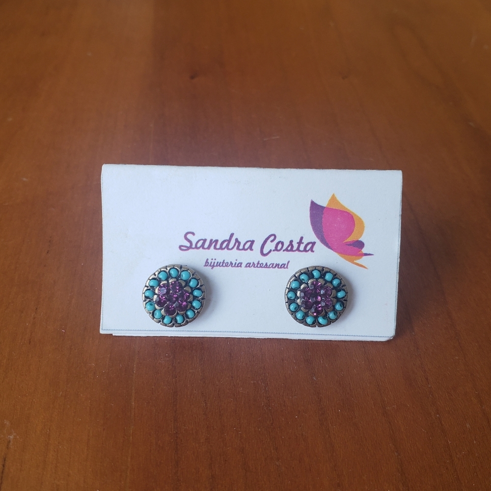 NWT Sanda Costa ladies beaded crystal earrings - Picture 4 of 6